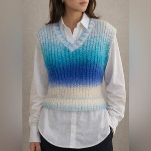 Hand Knitted Gradient V-Neck Sweater Vest